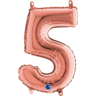 Foliová číslice - rosegold 5 - 35 cm
