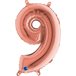 Foliová číslice - rosegold 9 - 35 cm