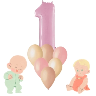 Sada balónků První narozeniny - neutrální holčičí 7ks