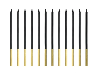 Dortové svíčky dlouhé černé se zlatým zdobením 12 ks