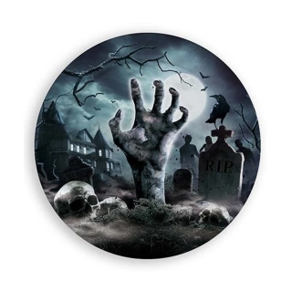 Papírové talíře Hřbitov - ruka zombie 23cm - 10 ks