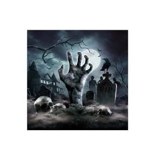 Papírové ubrousky Hřbitov - ruka zombie malé 20 ks