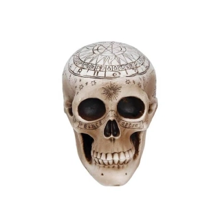 Halloweenská dekorace lebka se znaky