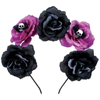 Halloween čelenka Day of the Dead - květy