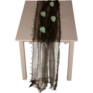 Stolová šerpa - síť s lebkami 180cm