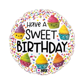 Fóliový balónek kruh Sweet B-Day cupcakes 46 cm 