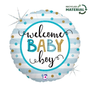 Fóliový balonek kruh Welcome Baby Boy 46 cm