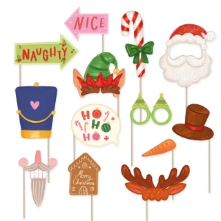 Rekvizity do fotokoutku Kreslené Vánoce 13 ks