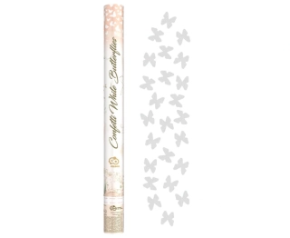 Vystřelovací konfety motýli bílí 60 cm