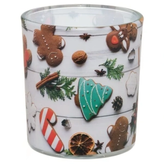 Skleněná dekorační vánoční svíčka - Sváteční čas