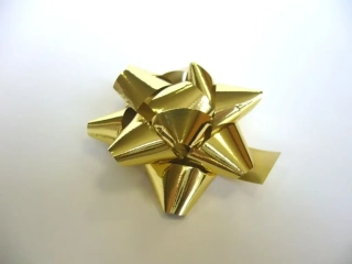 Mašle na dárek - rozeta metalická zlatá