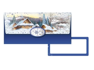 Vánoční obálka na peníze Zasněžené chaloupky