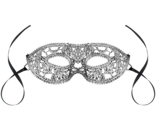 Stříbrná krajková škraboška