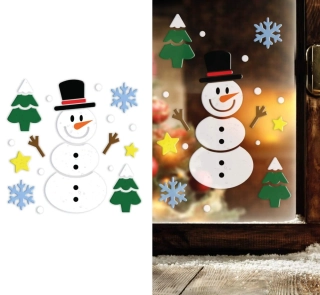 Vánoční gelové dekorace na okno - Sněhulák