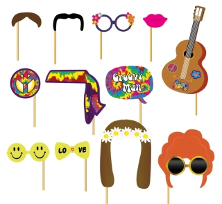 Rekvizity do fotokoutku Hippies 12 ks