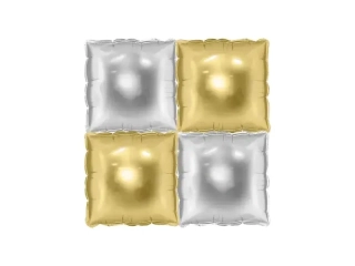 Nafukovací pozadí do fotokoutku čtverec zlatá-stříbrná 35 x 35 cm - 4 ks