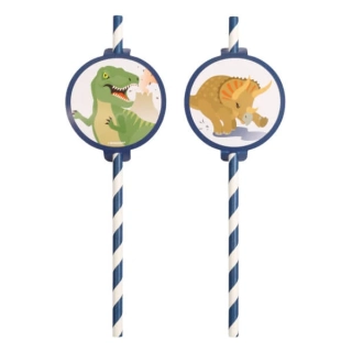 Papírové brčka Happy Dino 8 ks