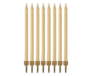 Dortové svíčky zlaté s držátky 10 cm - 8 ks