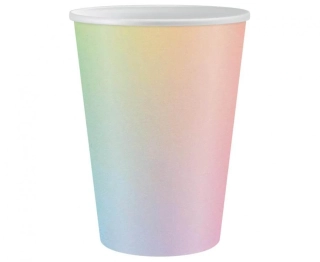 Papírové kelímky duhové 266 ml - 6 ks