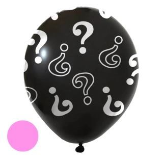 Latexový balon kluk nebo holka? s otazníky - Růžová náplň 45 cm