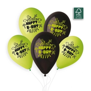 Latexový balónek s potiskem Minecraft Happy B-DAY