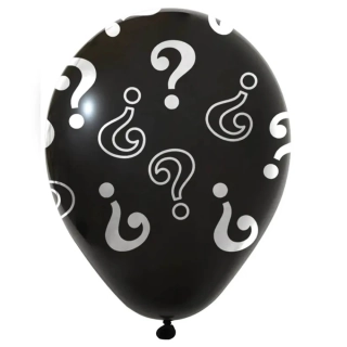 Latexový balonek černý s otazníky 30cm