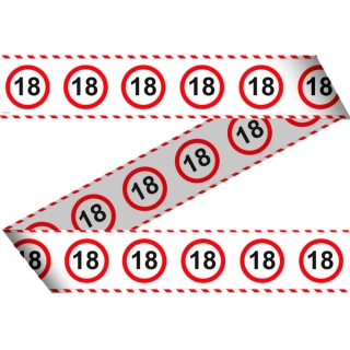 Narozeninová girlanda - bezpečnostní páska dopravní značka 18. narozeniny 15m