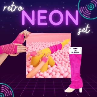 Retro neonový set dopňků - růžový