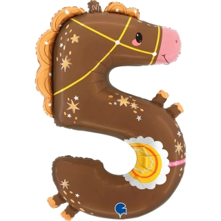 Foliová číslice - Puppyloons 5 koník - 89 cm