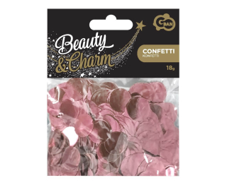 Konfety kolečka metalická růžová 18 g