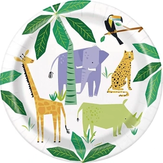 Papírové talíře Safari zvířátka 24 cm - 8 ks