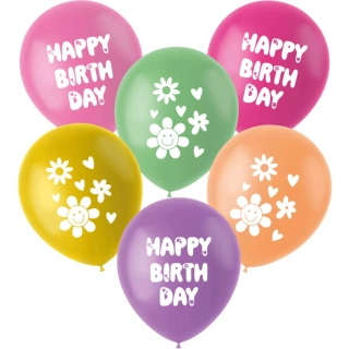 Latexové balónky boho Happy Birthday  6 ks