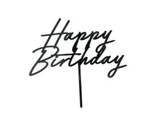 Zápich na dort Happy birthday černý