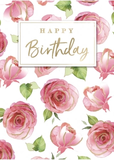 Narozeninové přání malované květiny Happy Birthday