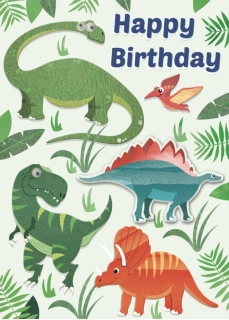 Narozeninové přání dinosauři Happy Birthday