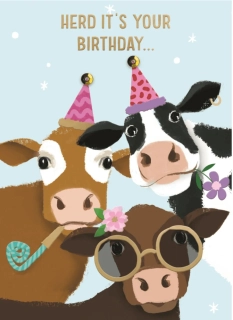 Narozeninové přání party kravičky Herd It's your birthday