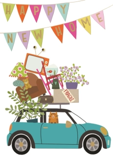 Přání auto Happy New Home