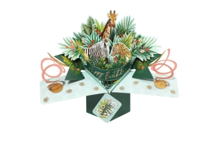 Narozeninové 3D přání Pop Up safari zvířátka