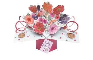 Narozeninové 3D přání Pop Up květinový buket