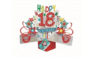 Narozeninové 3D přání Pop Up 18. narozeniny