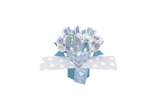 3D přání Pop Up k narozeniní miminka - modří sloníci