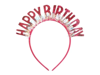 Narozeninová čelenka Happy Birthday růžová