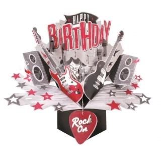 Narozeninové 3D přání Pop Up rock