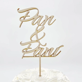 Dřevěný zápich na dort Pan a Paní
