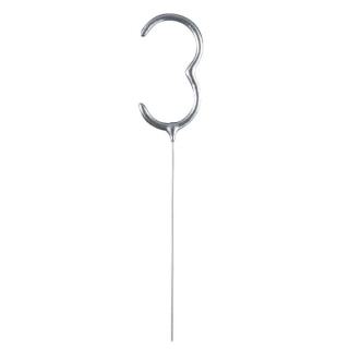 Ozdoba na dort - prskavka číslice 3 stříbrná