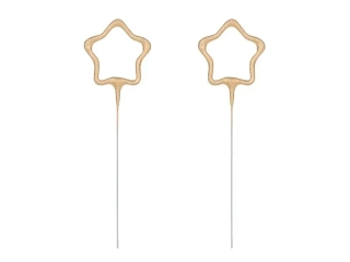 Ozdoba na dort - prskavky hvězdy zlaté 2ks