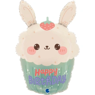 Foliový balonek Happy Birthday Bunny Cupcake 61 cm