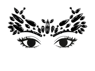 Lepící kamínky na obličej černé 14,5 x 5,5 cm