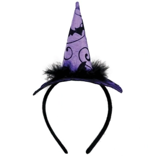 Čelenka čarodějnický fialový klobouk