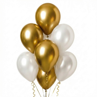 Latexové balonky zlato-bílé 30 cm, 7 ks